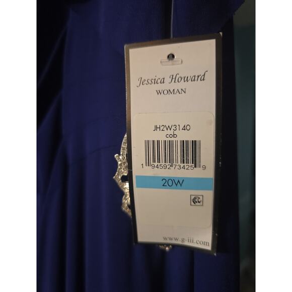 Jessica Howard 20W Cobalt Blue Evening Gown Ruffle Sleeve Chiffon Maxi Dress - Picture 2 of 8